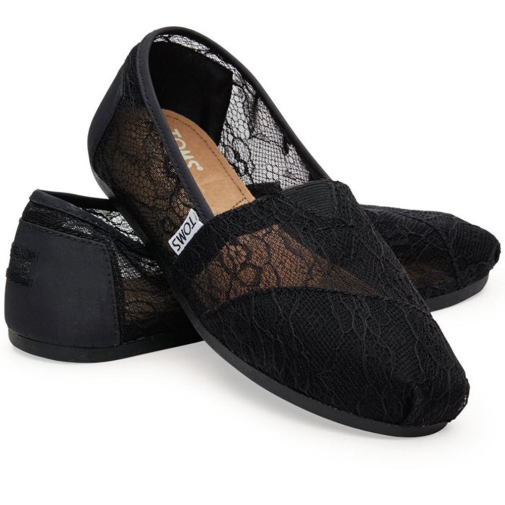 NEW TOMS Classic Black Crochet